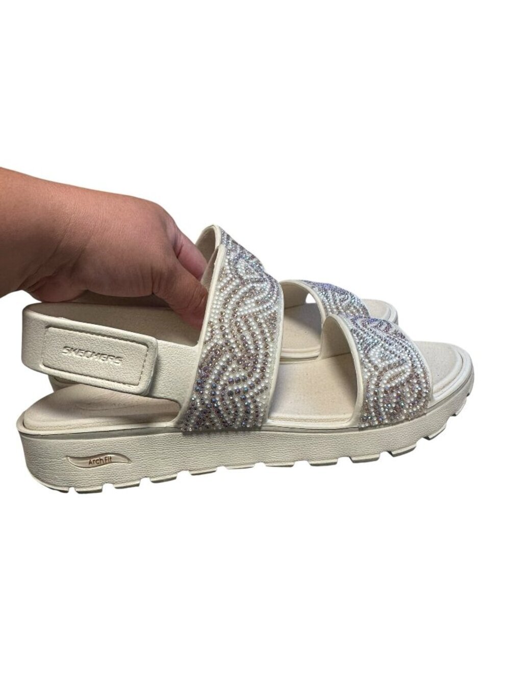 Skechers Foamies Arch Fit Support Sandals Footsteps Jeweled Rhinestone Size 9